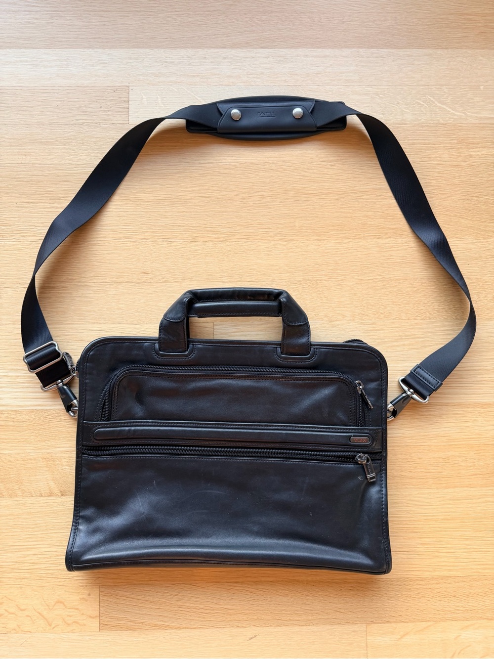 Tumi Alpha 2 Briefcase, Black Leather